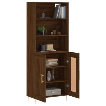 Highboard Brown Oak 69.5x34x180 cm Engineered Wood