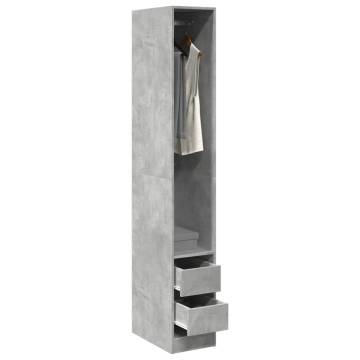  Wardrobe Concrete Grey 30x50x200 cm Engineered Wood