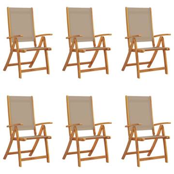  Folding Garden Chairs 6 pcs Solid Wood Acacia and Textilene