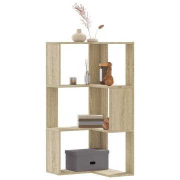  Corner Bookcase 3-Tier Sonoma Oak 50x50x102 cm Engineered Wood