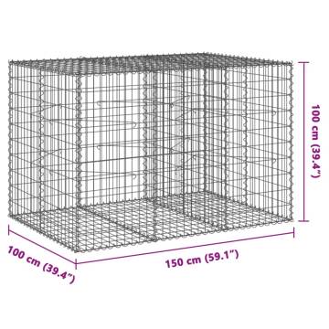  Gabion Basket with Cover 150x100x100 cm Galvanised Iron