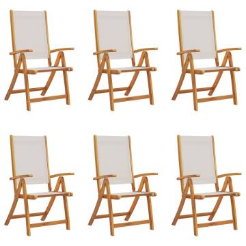  Folding Garden Chairs 6 pcs Solid Wood Acacia and Textilene