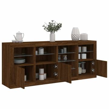 Sideboard with LED Lights Brown Oak 164x37x67 cm