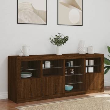 Sideboard with LED Lights Brown Oak 164x37x67 cm