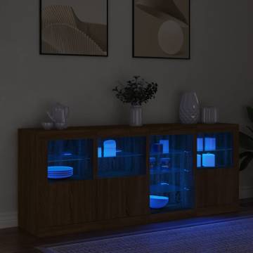 Sideboard with LED Lights Brown Oak 164x37x67 cm