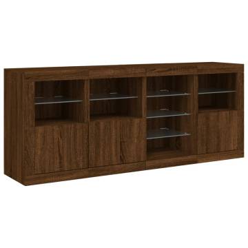 Sideboard with LED Lights Brown Oak 164x37x67 cm