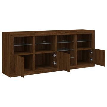 Sideboard with LED Lights Brown Oak 164x37x67 cm