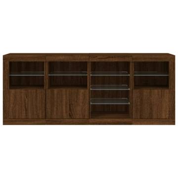 Sideboard with LED Lights Brown Oak 164x37x67 cm