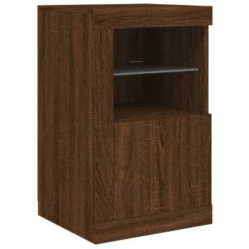 Sideboard with LED Lights Brown Oak 164x37x67 cm