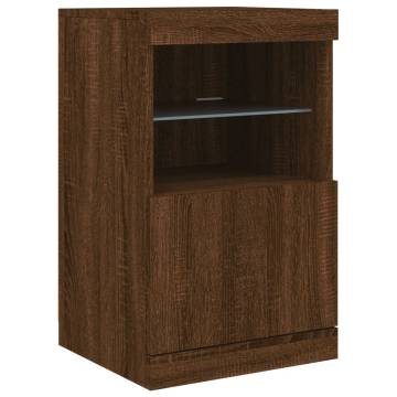 Sideboard with LED Lights Brown Oak 164x37x67 cm