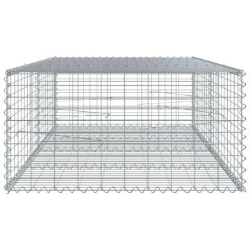  Gabion Basket with Cover 200x100x50 cm Galvanised Iron