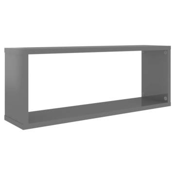  Wall Cube Shelf 6 pcs High Gloss Grey 60x15x23 cm Engineered Wood