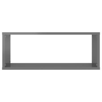  Wall Cube Shelf 6 pcs High Gloss Grey 60x15x23 cm Engineered Wood