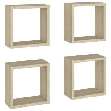  Wall Cube Shelves 4 pcs Sonoma Oak 30x15x30 cm