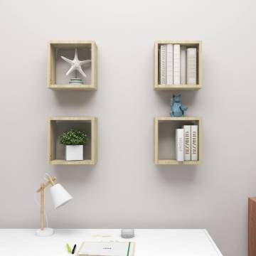  Wall Cube Shelves 4 pcs Sonoma Oak 30x15x30 cm