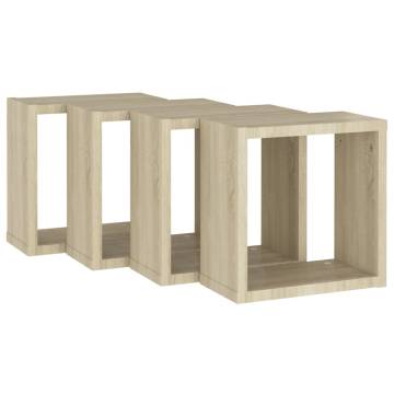  Wall Cube Shelves 4 pcs Sonoma Oak 30x15x30 cm