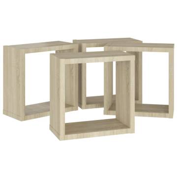  Wall Cube Shelves 4 pcs Sonoma Oak 30x15x30 cm