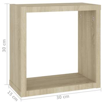  Wall Cube Shelves 4 pcs Sonoma Oak 30x15x30 cm