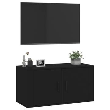  Wall Mounted TV Cabinet Black 80x34.5x40 cm