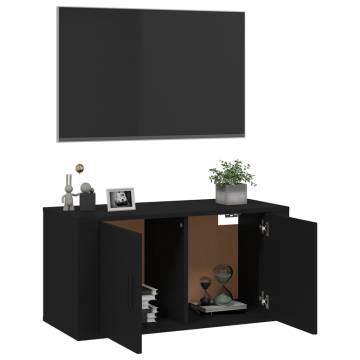  Wall Mounted TV Cabinet Black 80x34.5x40 cm