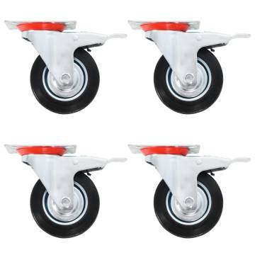  Swivel Casters with Double Brakes 4 pcs 100 mm