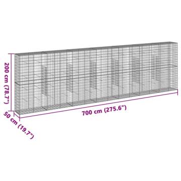  Gabion Basket with Cover 700x50x200 cm Galvanised Iron