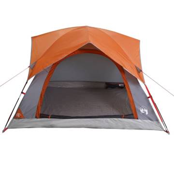  Camping Tent Cabin 4-Person Grey and Orange Waterproof