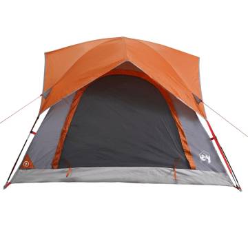  Camping Tent Cabin 4-Person Grey and Orange Waterproof