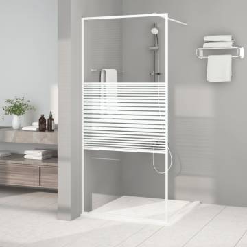  Walk-in Shower Wall White 90x195 cm Clear ESG Glass