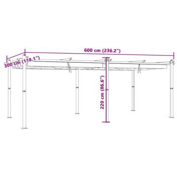  Garden Gazebo with Retractable Roof Anthracite 3x6 m Aluminium