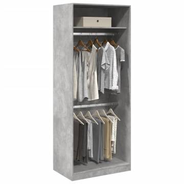  Wardrobe Concrete Grey 80x50x200 cm Engineered Wood