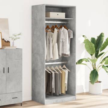  Wardrobe Concrete Grey 80x50x200 cm Engineered Wood