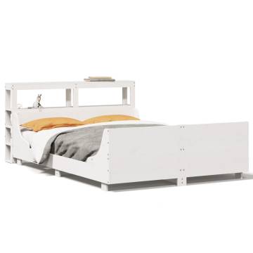  Bed Frame with Headboard White 150x200 cm King Size Solid Wood Pine