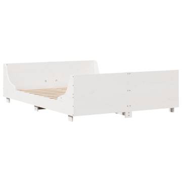  Bed Frame with Headboard White 150x200 cm King Size Solid Wood Pine