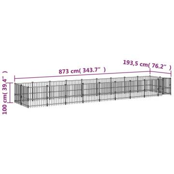 Outdoor Dog Kennel Steel 16.89 m²