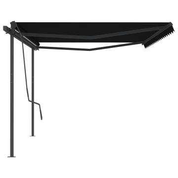 Manual Retractable Awning with Posts 5x3.5 m Anthracite