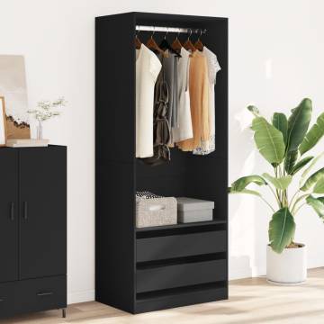  Wardrobe Black 80x50x200 cm Engineered Wood