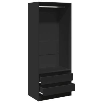  Wardrobe Black 80x50x200 cm Engineered Wood