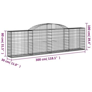 Arched Gabion Baskets 30 pcs 300x30x80/100 cm Galvanised Iron