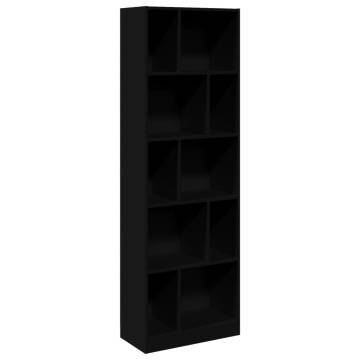  Bookcase Black 57x28.5x174 cm Engineered Wood