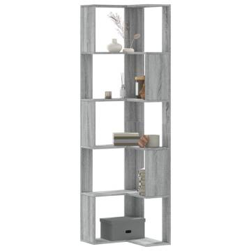  Corner Bookcase 5-Tier Grey Sonoma 50x50x179 cm Engineered Wood