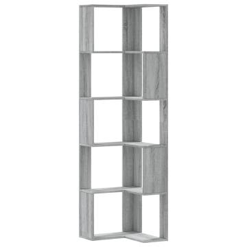  Corner Bookcase 5-Tier Grey Sonoma 50x50x179 cm Engineered Wood