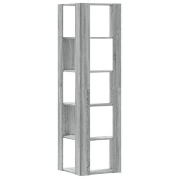  Corner Bookcase 5-Tier Grey Sonoma 50x50x179 cm Engineered Wood