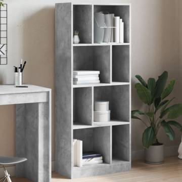  Bookcase Concrete Grey 57x28.5x141 cm Engineered Wood