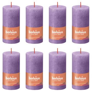 Bolsius Rustic Pillar Candles Shine 8 pcs 100x50 mm Vibrant Violet