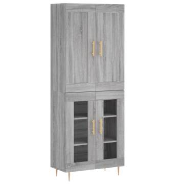  Highboard Grey Sonoma 69.5x34x180 cm Engineered Wood