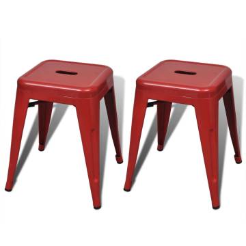  Stacking Stools 2 pcs Red Metal