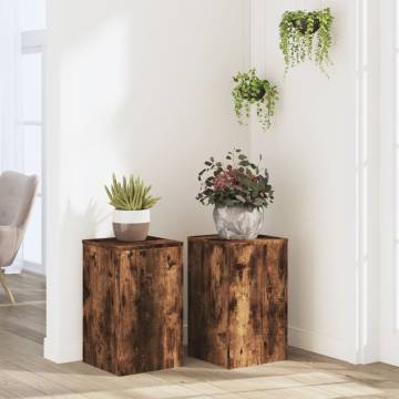  Plant Stands 2 pcs Smoked Oak 30x30x50 cm Engineered wood