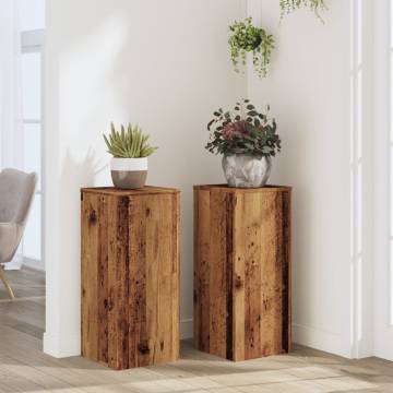  Plant Stands 2 pcs Old Wood 30x30x70 cm Engineered wood