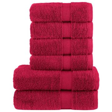  6 Piece Premium Towel Set SOLUND Red 600 gsm